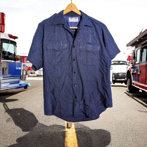 Flying Cross Police Uniform Sz L Men's Blue Button-Up Shirt